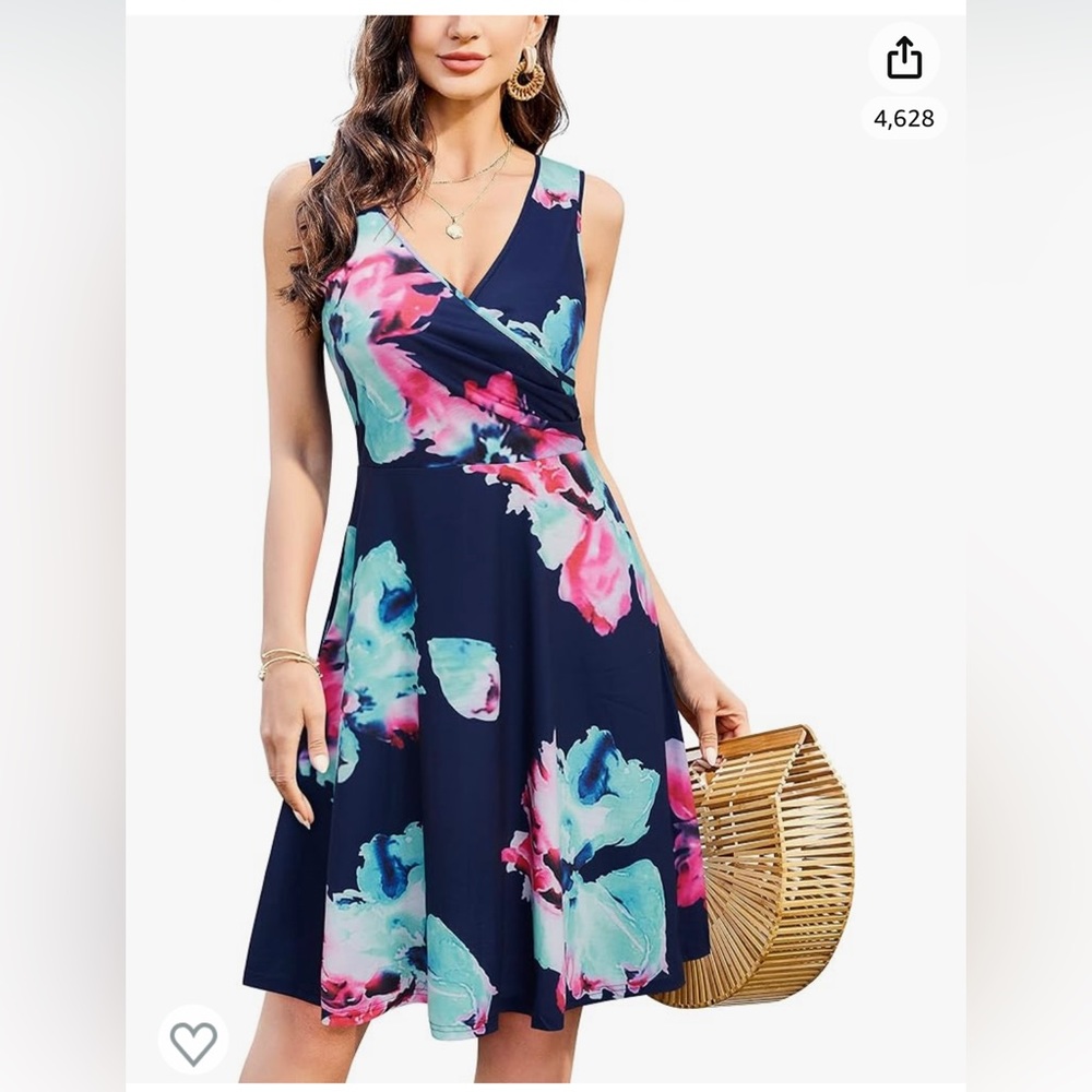 V neck floral dress with pockets